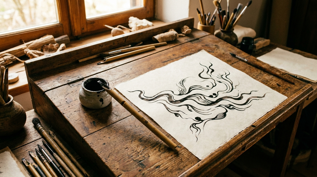 Écrire son prénom en arabe — calame et encre du calligraphe