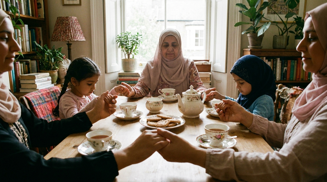 Valeurs musulmanes — moment de famille chaleureux