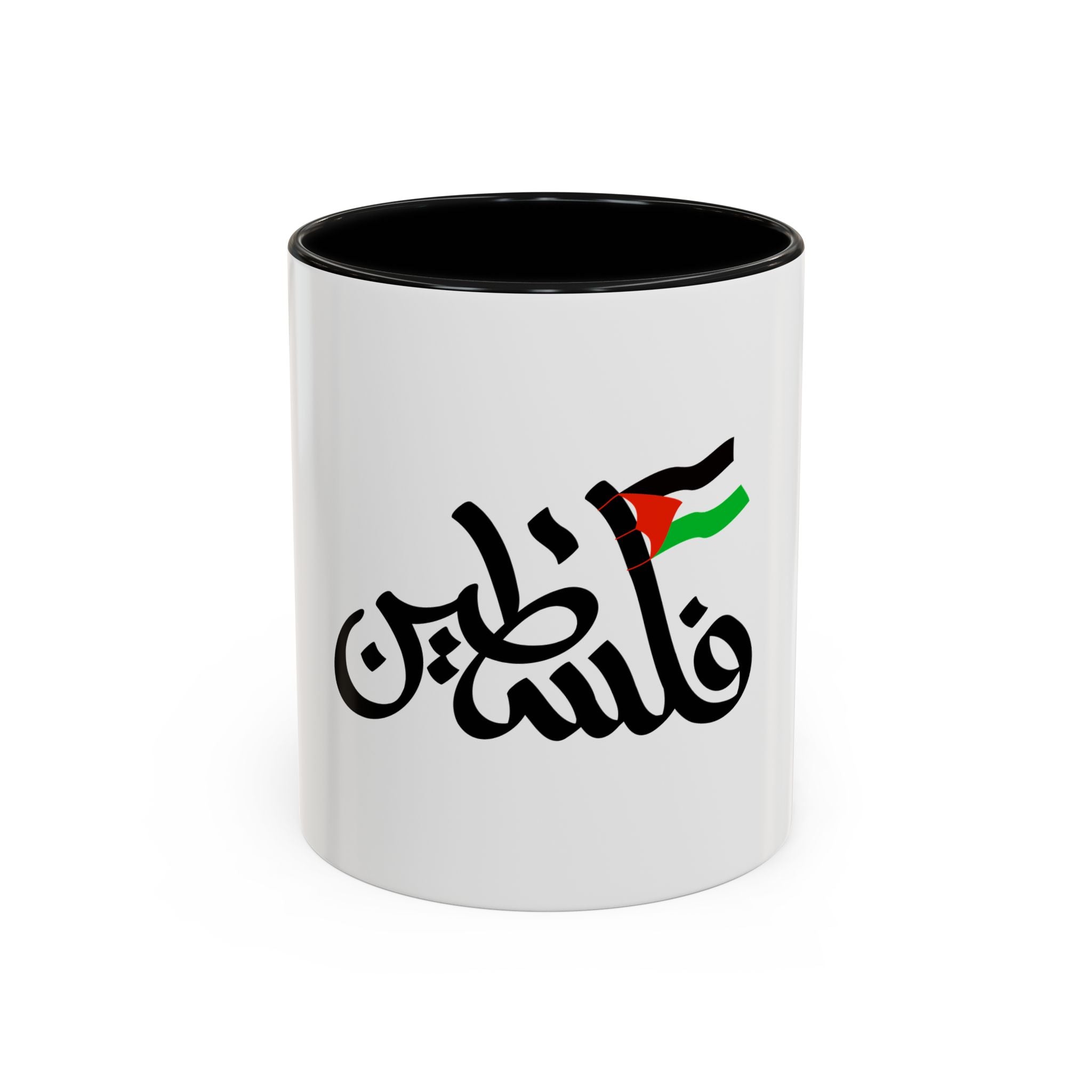 My Mug Palestine avec drapeau – Noir / Rouge / Vert / Blanc – Accent Coffee Mug (11oz)