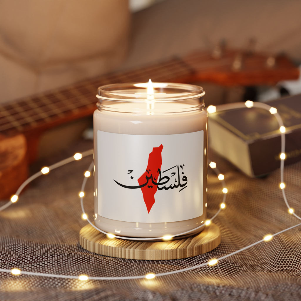 Ma Bougie parfumée 100 % soja naturelle – Palestine avec carte – My Palestine-Inspired Scented Soy Candle with Map – 255 g / 9oz – 8 senteurs disponibles