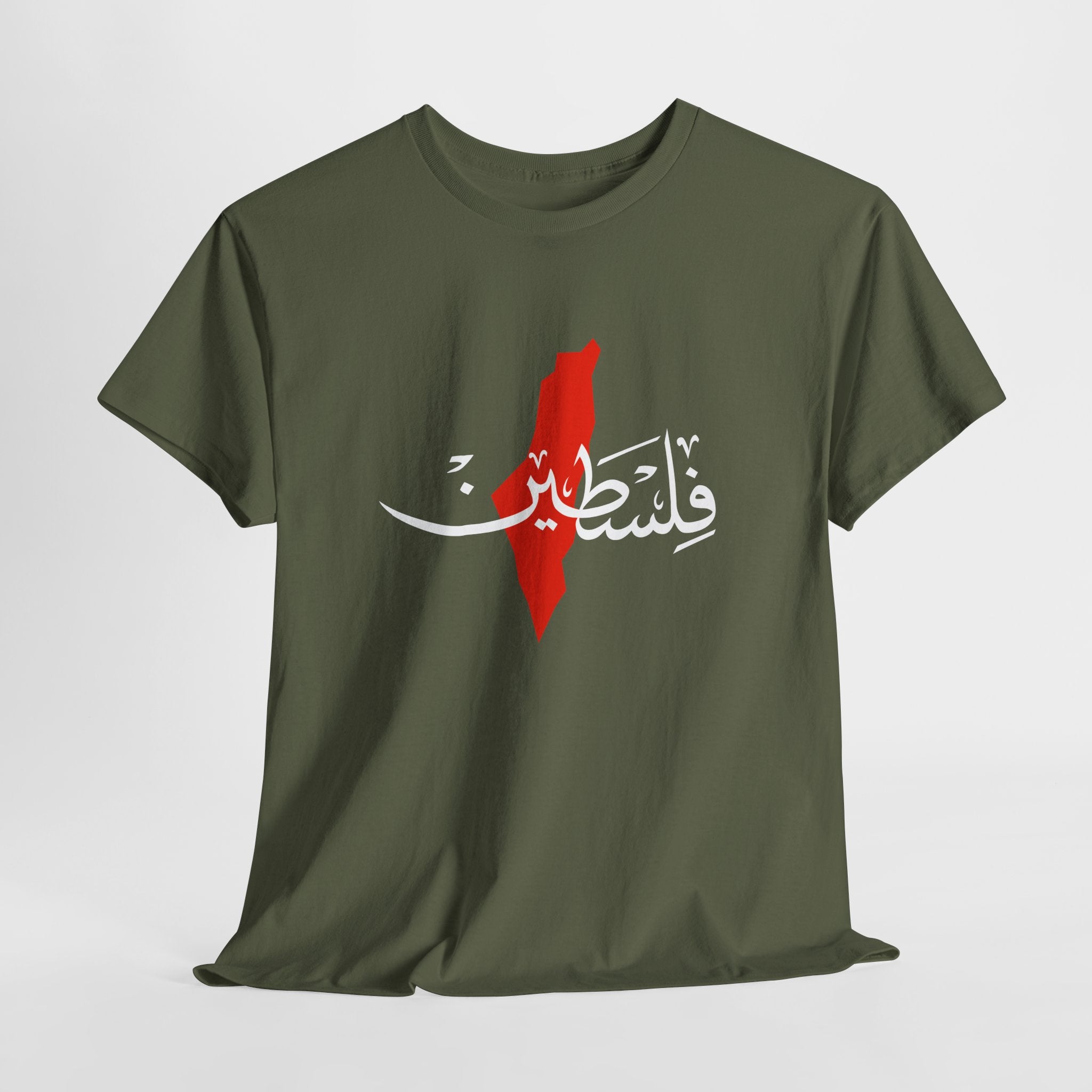 T-shirt « Palestine » en calligraphie arabe avec carte – Unisexe | Heritage Arabic