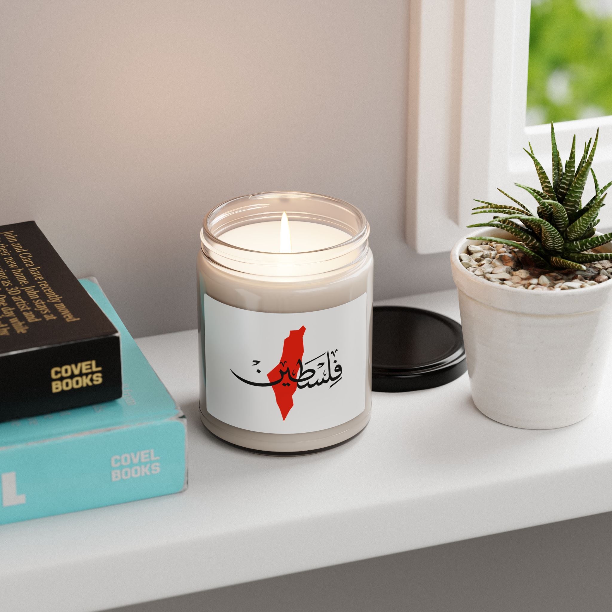 Ma Bougie parfumée 100 % soja naturelle – Palestine avec carte – My Palestine-Inspired Scented Soy Candle with Map – 255 g / 9oz – 8 senteurs disponibles