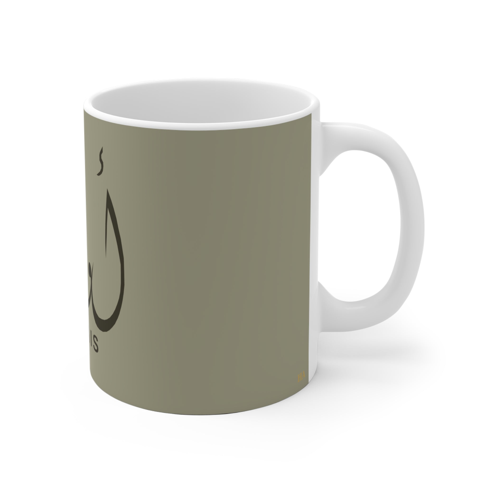 Mug prénom Ouwais en calligraphie arabe – Vert amande premium 11 oz