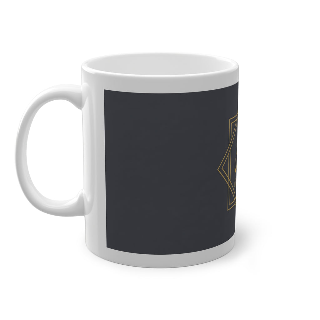 Mug prénom Mouhammad محمد, calligraphie arabe dorée et étoile géométrique à 8 pointes sur fond gris ardoise – Heritage Arabic