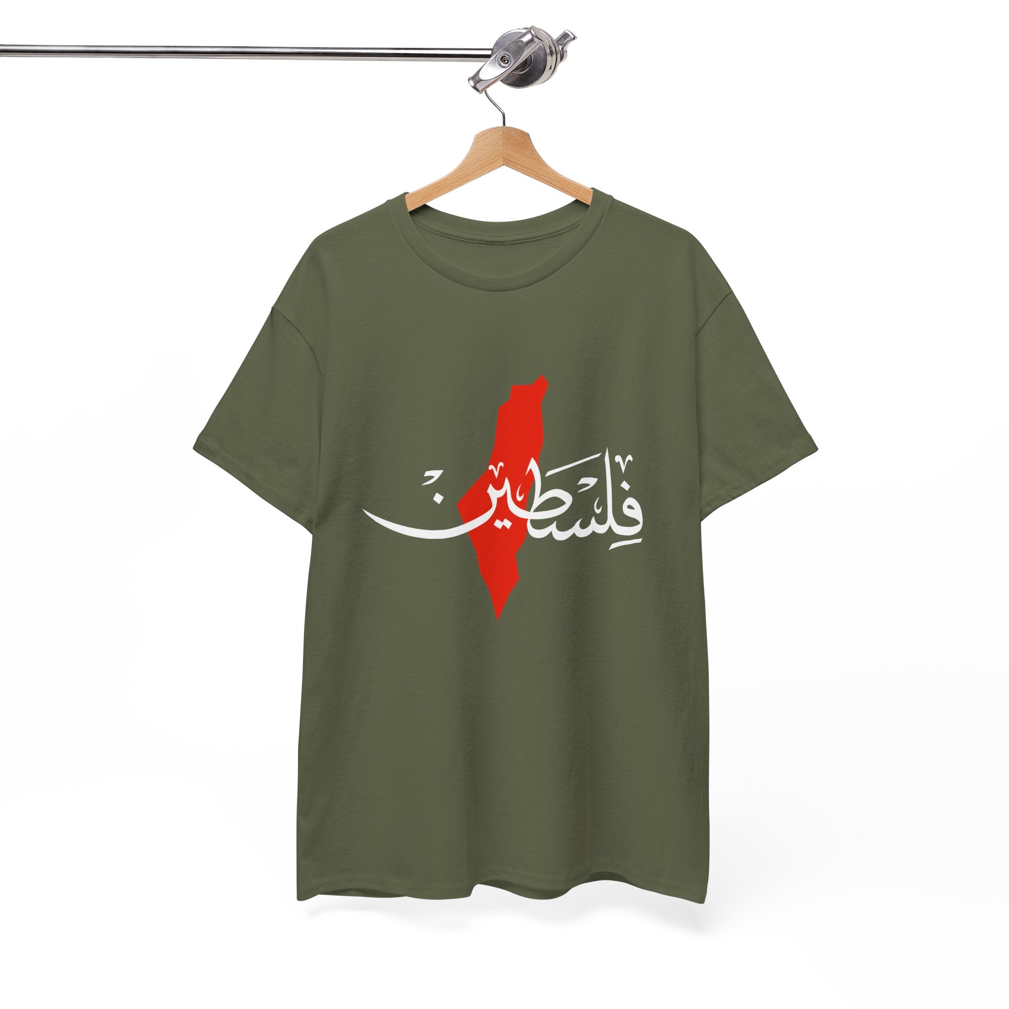T-shirt « Palestine » en calligraphie arabe avec carte – Unisexe | Heritage Arabic