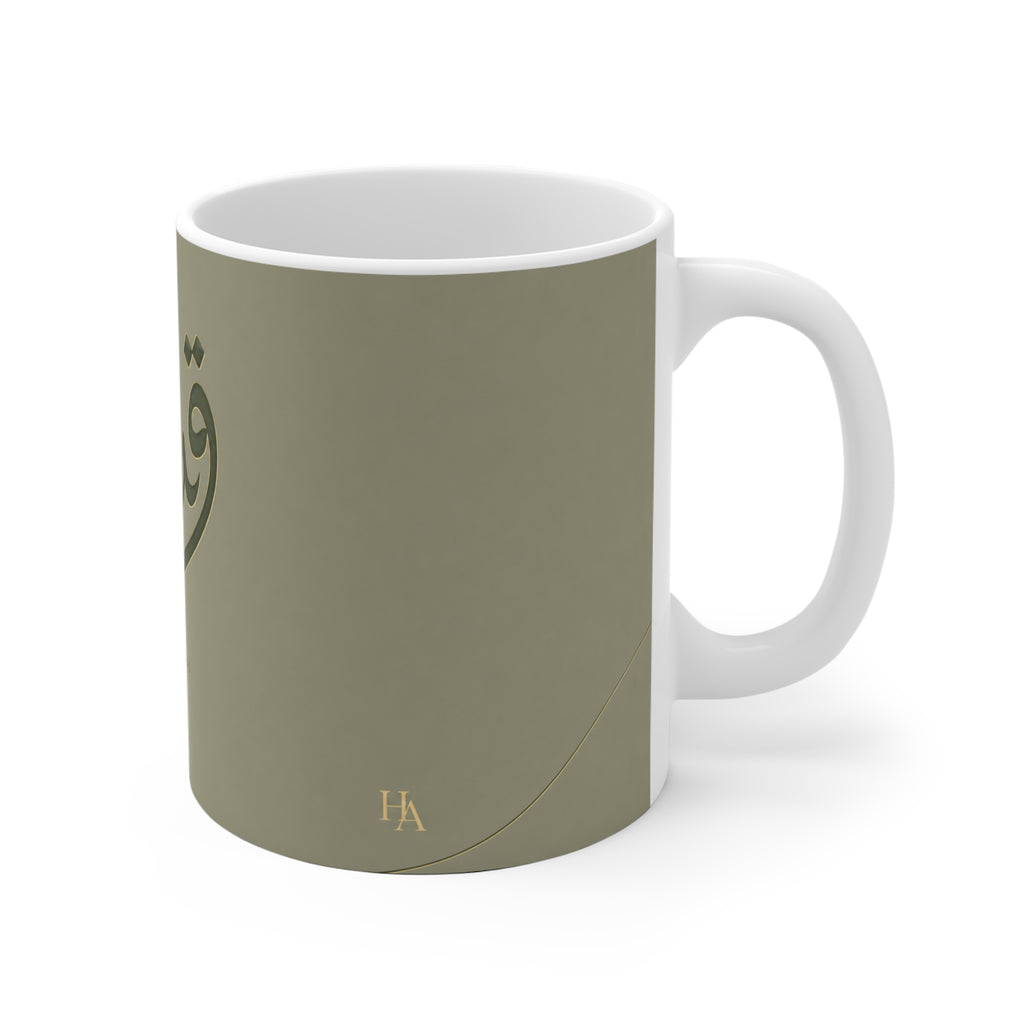 Mug prénom Qouds en calligraphie arabe – Vert amande premium 11 oz