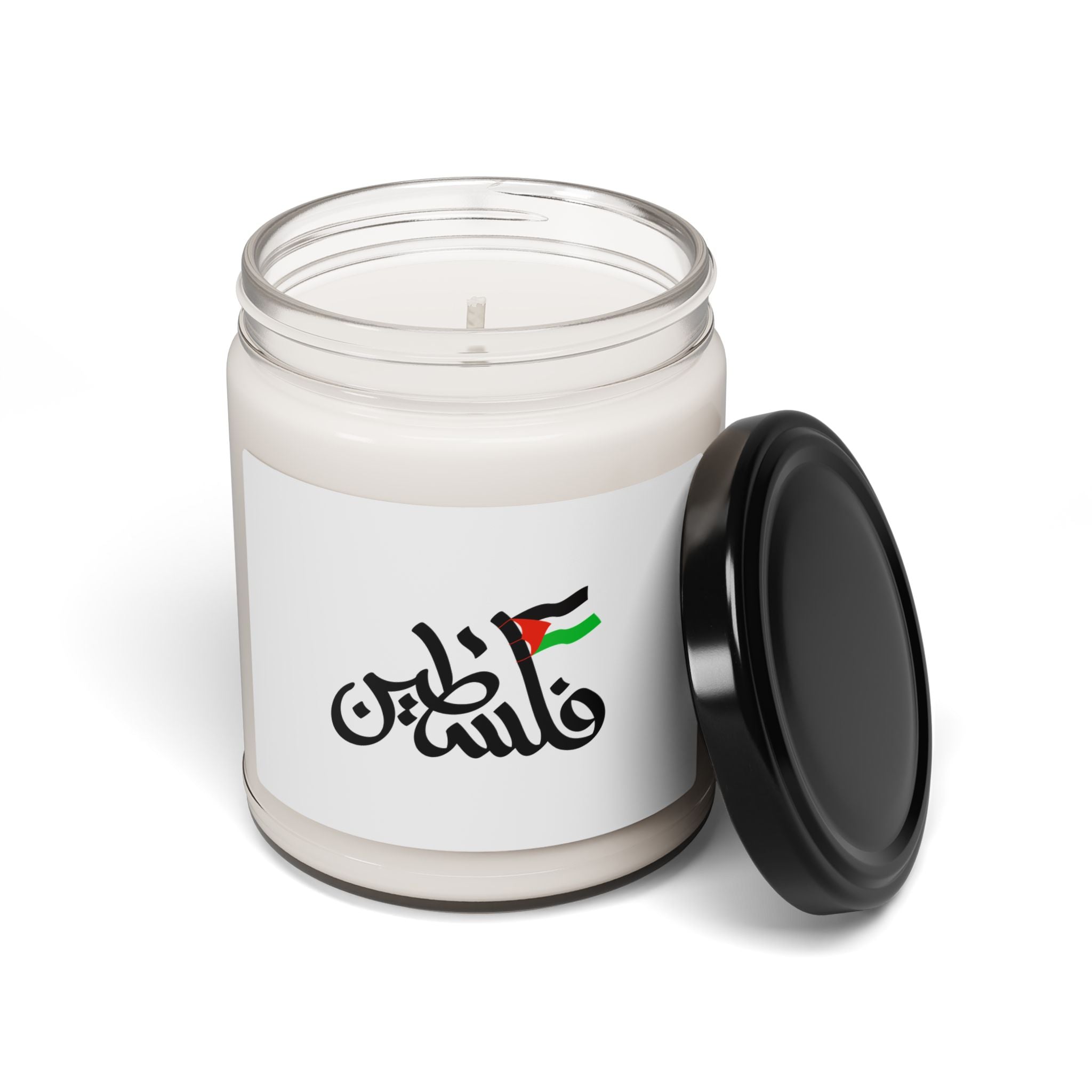 Ma Bougie parfumée 100 % soja naturelle – Palestine avec drapeau – My Palestine-Inspired Scented Soy Candle with Flag – 255 g / 9oz – 8 senteurs disponibles