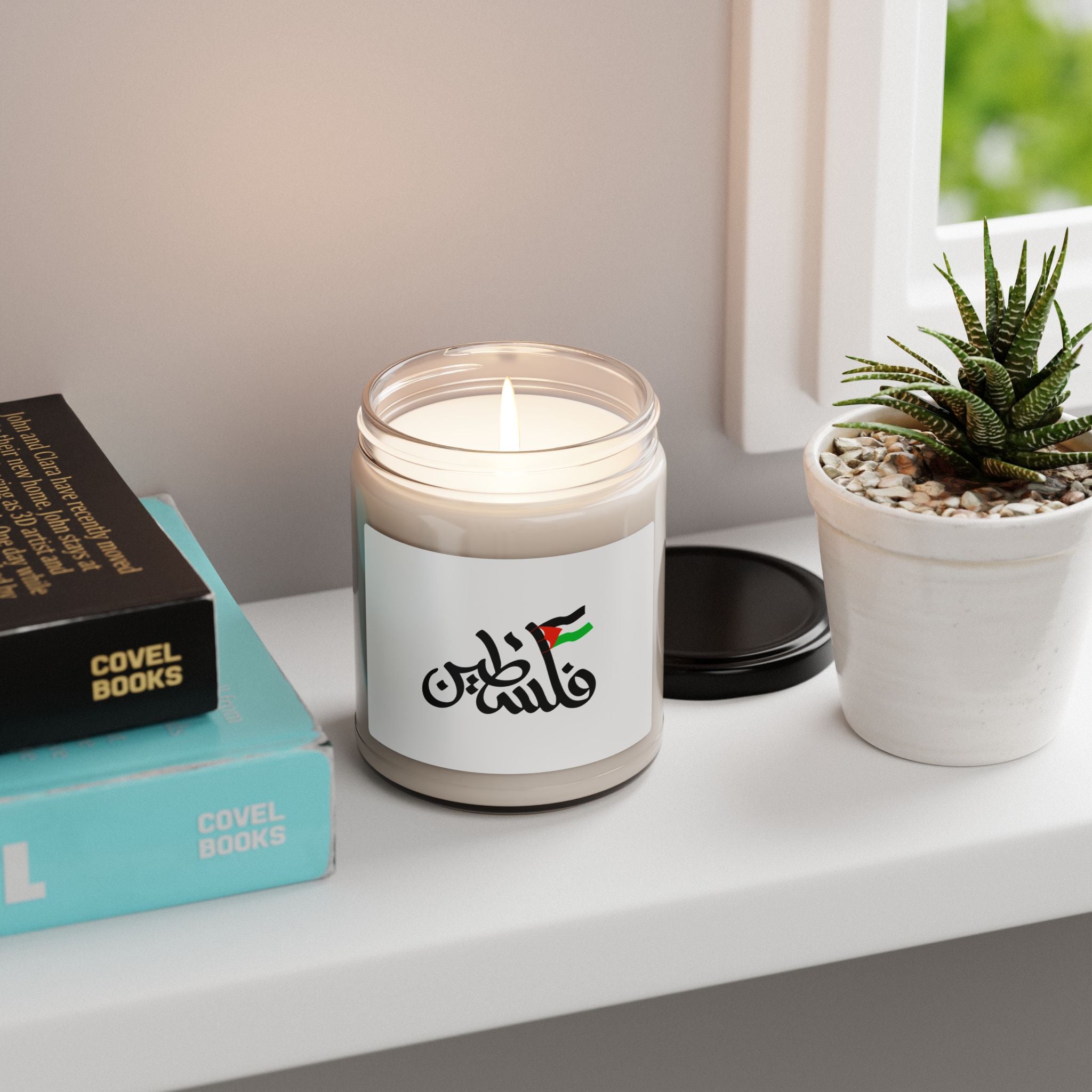 Ma Bougie parfumée 100 % soja naturelle – Palestine avec drapeau – My Palestine-Inspired Scented Soy Candle with Flag – 255 g / 9oz – 8 senteurs disponibles