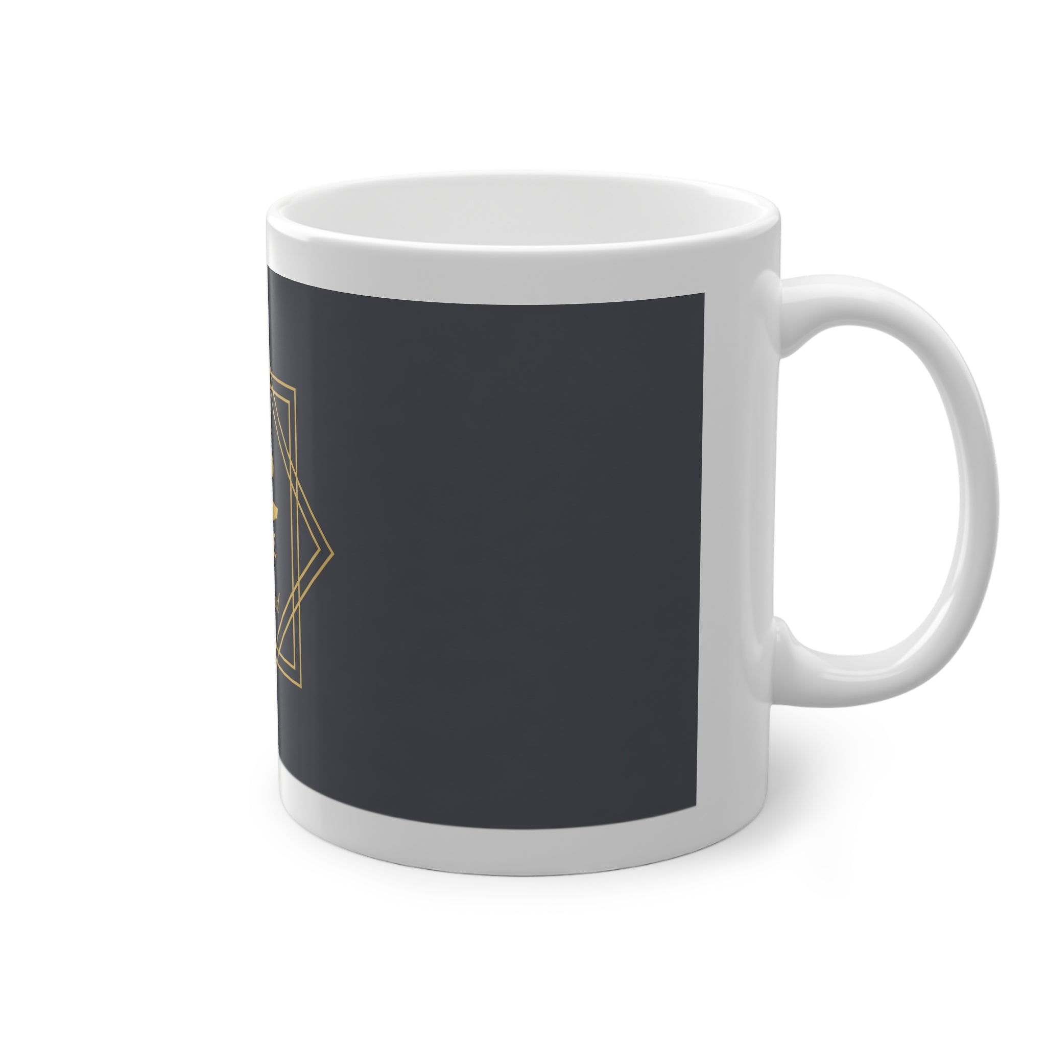 Mug prénom Mouhammad محمد, calligraphie arabe dorée et étoile géométrique à 8 pointes sur fond gris ardoise – Heritage Arabic