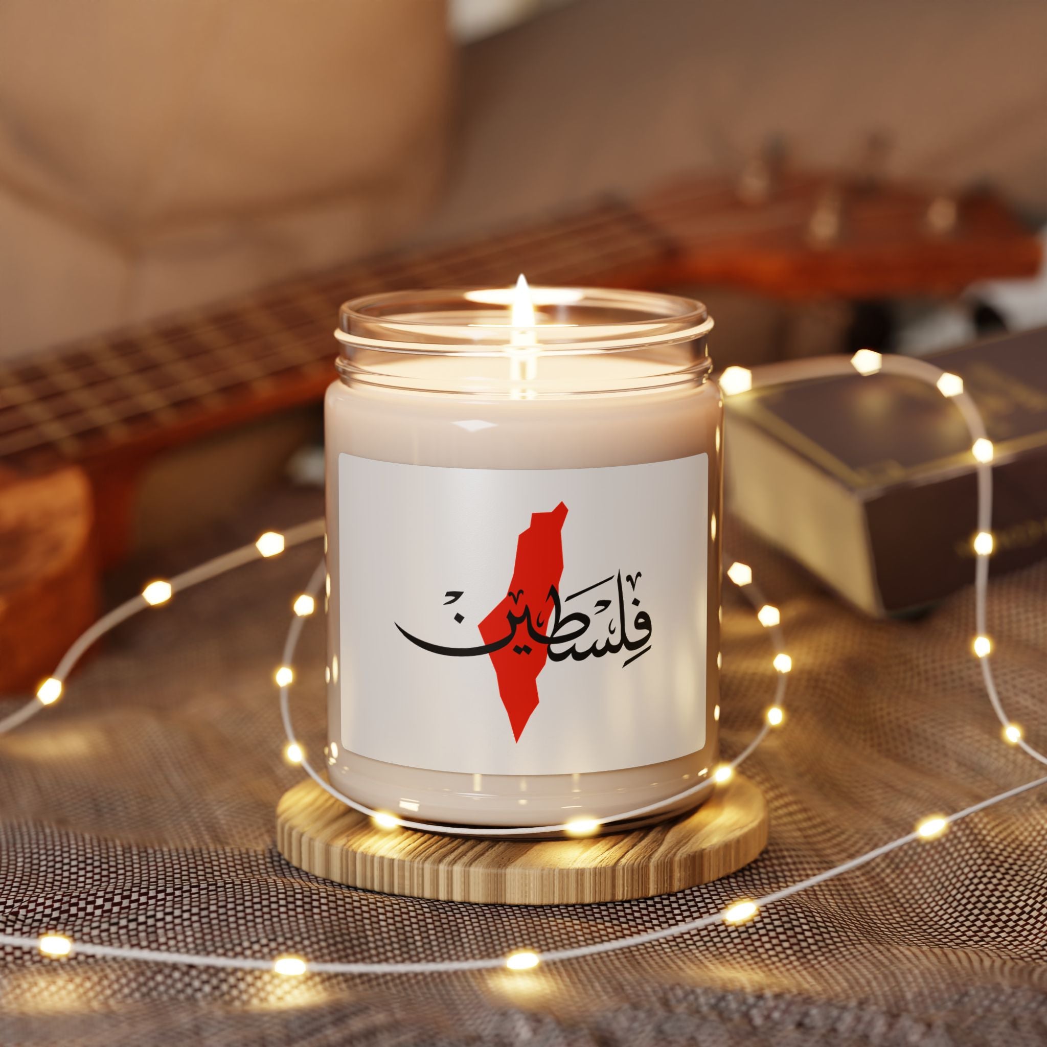 Ma Bougie parfumée 100 % soja naturelle – Palestine avec carte – My Palestine-Inspired Scented Soy Candle with Map – 255 g / 9oz – 8 senteurs disponibles