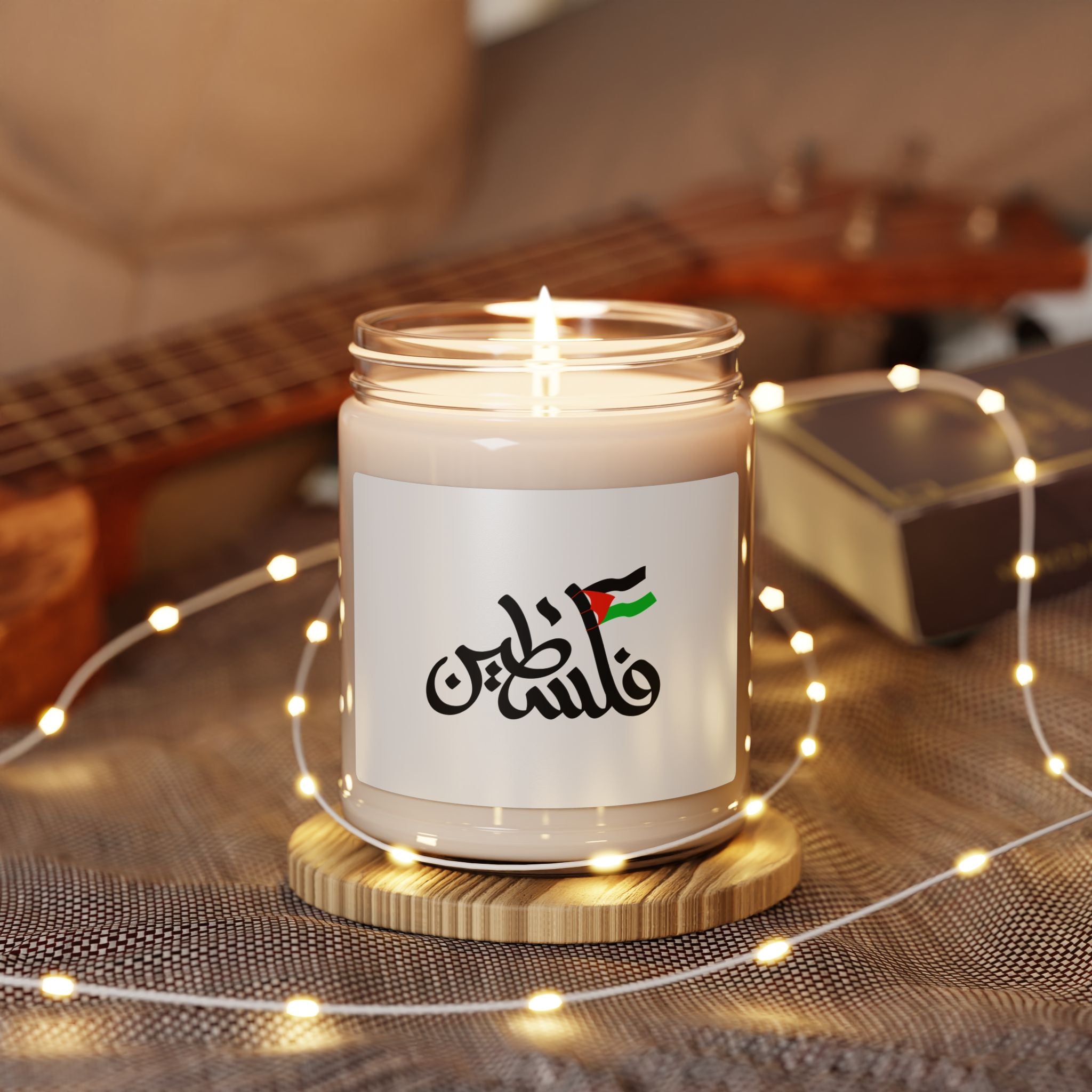 Ma Bougie parfumée 100 % soja naturelle – Palestine avec drapeau – My Palestine-Inspired Scented Soy Candle with Flag – 255 g / 9oz – 8 senteurs disponibles